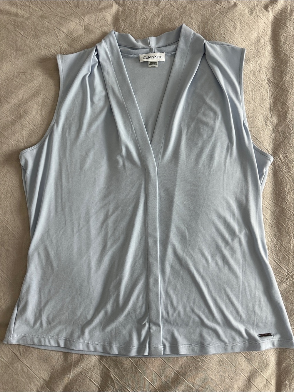 Calvin Klein Pale Blue V-Neck Sleeveless Top
